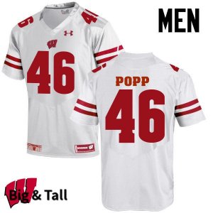 Men's Wisconsin Badgers NCAA #46 Jack Popp White Authentic Under Armour Big & Tall Stitched College Football Jersey DD31O37QN